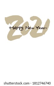 Simple New Year's card design for the Year of the Ox in 2021. Vector illustration on white background.