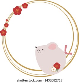 Simple New Year's card illustration of cute rat