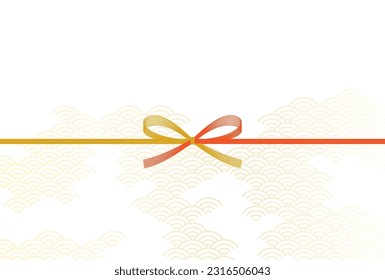 Tarjeta simple de Año Nuevo para el año del dragón 2024, fondo del patrón japonés con mizuhiki y dragón, material postal de Año Nuevo, Ilustración vectorial