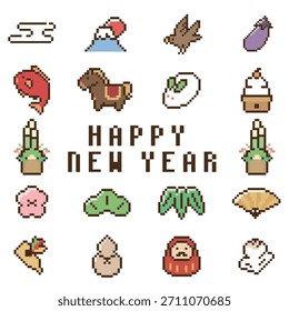 Conjunto de ícones de Ano Novo Simples. Ilustrações da imagem do Ano Novo Japonês.