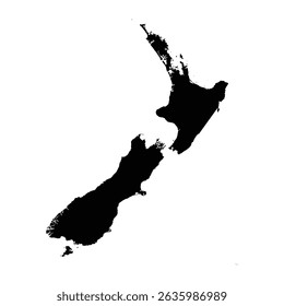 Simple New Zealand map black silhouette