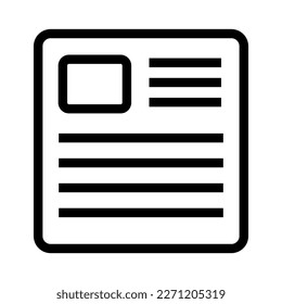 Icono de noticias simples. Periódico. Vector.