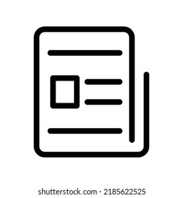Simple newspaper article icon. Vector.