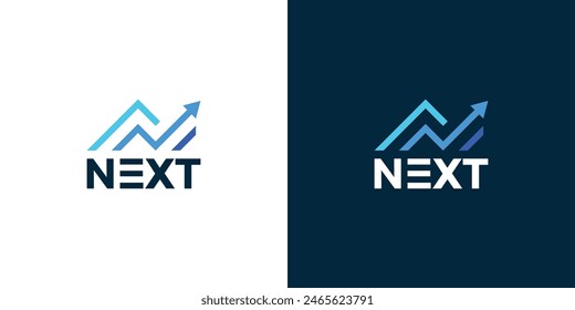 Simple Next Logo Design. Diagram Accounting Financial Growth Symbol, Icon, Vector Illustration.