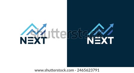 Simple Next Logo Design. Diagram Accounting Financial Growth Symbol, Icon, Vector Illustration.