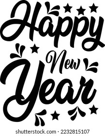 Simple and nice happy new year typography design.This is an editable vector file.