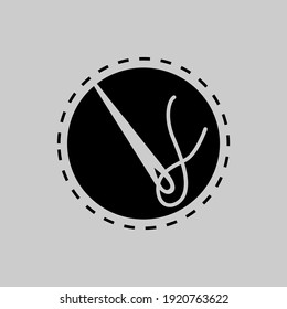 simple nice stylish neddle and threads knitting logo design vector illustrations 