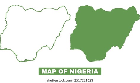 Conjunto de Ilustración vectorial de mapa plano de contorno simple de Nigeria