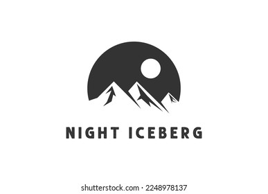 Simple Night Iceberg Mountain for Outdoor Adventure Logo Design