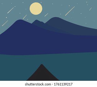 Simple night landscape illustrations for posters, decorations, covers, books and paintings