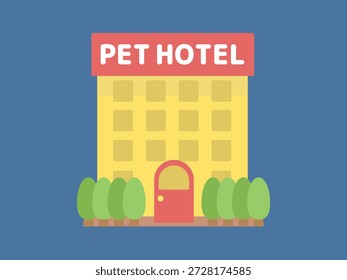 Ilustración de edificio de hotel de mascotas de noche simple