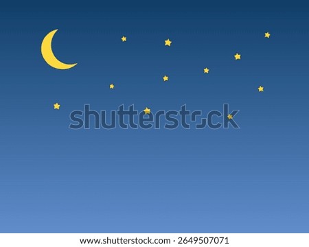 Simple Night Sky Background with Crescent Moon and Stars Illustration