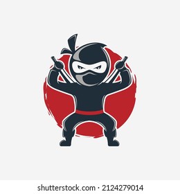 Simple ninja with sword logo design