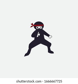 diseño simple de vector ninja para aplicaciones de juegos de arranque