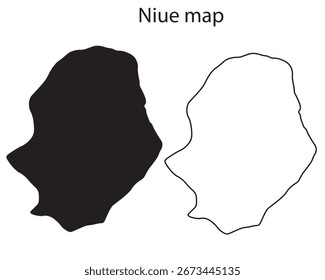 Vector de silueta de mapa Niue simple. Limpio contorno negro del país insular del Pacífico en Oceanía, ideal para viajes, infografía y proyectos de diseño