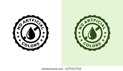 Simple No artificial colors label or No artificial colors stamp vector in flat style. No artificial colors vector for product labels without the addition of artificial coloring. label vector isolated.