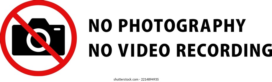 Simple no photography sign, English message