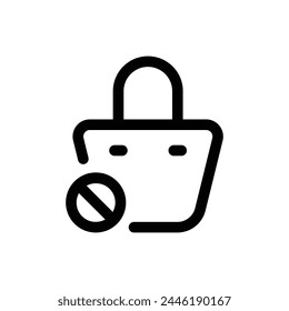 Icono de línea simple sin compras aislado sobre un fondo blanco