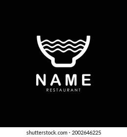simple noodle and bowl for restaurant logo design template