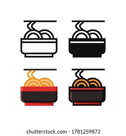 simple noodle icon design in line, solid, flat and filled lined style for food and drink icon, website, app and ui design. vector spaghetti illustration in colorful style in white background.