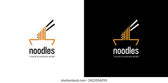 Simple noodle logo with lines, restaurant logo