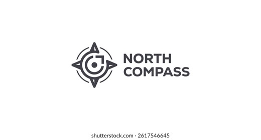 Simple north compass logo template. Navigation logo design vector illustration.