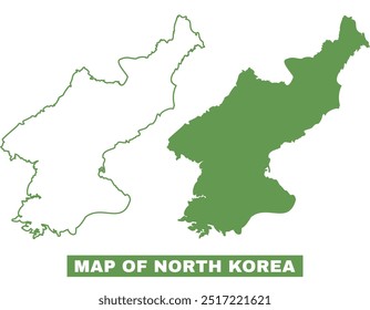 Simple North Korea Outline Flat Map vector illustration set