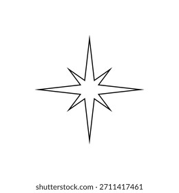 Diseño plano simple del Vector del icono del contorno de la estrella del norte en el fondo blanco.