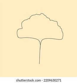 Simple not perfect black ginkgo biloba leaf silhouette. Illustration isolated on white. Hand drawing vector asia sign, symbol. Wabi sabi japanese style.