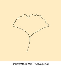 Simple not perfect black ginkgo biloba leaf silhouette. Illustration isolated on white. Hand drawing vector asia sign, symbol. Wabi sabi japanese style.