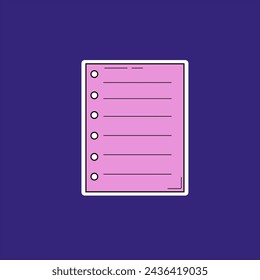 Simple note paper sticker and pink vector design style
