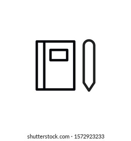 Simple notebook line icon. Stroke pictogram. Vector illustration isolated on a white background. Premium quality symbol. Vector sign for mobile app and web sites.