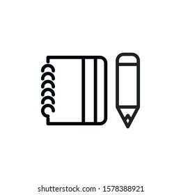 Simple notebook line icon. Stroke pictogram. Vector illustration isolated on a white background. Premium quality symbol. Vector sign for mobile app and web sites.