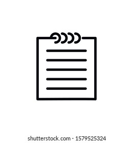 Simple notebook line icon. Stroke pictogram. Vector illustration isolated on a white background. Premium quality symbol. Vector sign for mobile app and web sites.