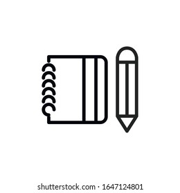 Icono simple de línea del bloc de notas. Pictograma de trazo. Ilustración vectorial aislada en un fondo blanco. Símbolo de calidad superior. Signo de vector para aplicaciones móviles y sitios web.