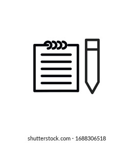 Simple notebook line icon. Stroke pictogram. Vector illustration isolated on a white background. Premium quality symbol. Vector sign for mobile app and web sites.