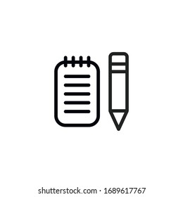 Simple notebook line icon. Stroke pictogram. Vector illustration isolated on a white background. Premium quality symbol. Vector sign for mobile app and web sites.