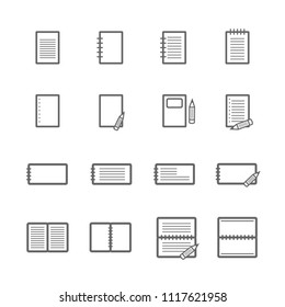 simple notebook paper icon set, basic design use for website and mobile