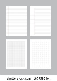 Plantillas de bloc de notas simples.Panel de notas de vectores o diario con plantilla de página de papel alineado y cuadrado