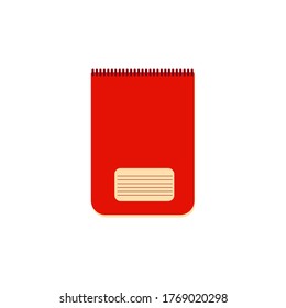 Simple notepad red colored template. Flat Vector realistic spiral notebook.