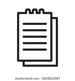 Simple notepad vector. Black outline design. Office note symbol. Vector illustration.