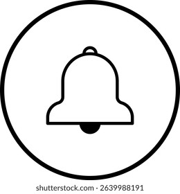Simple Notification Bell Icon in Black and White Circular Frame Design