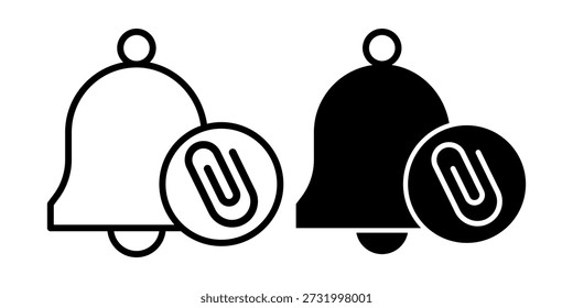 Simple notification bell icons with clappers in black and white