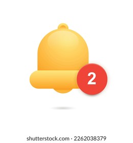 Diseño de icono de notificación simple. Campana dorada como diseño de icono de alerta. Ilustración vectorial.