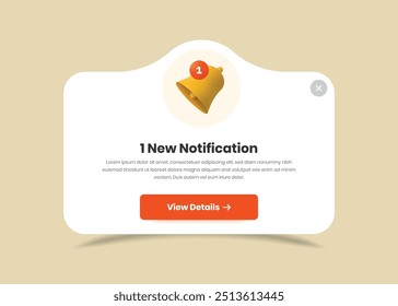 Simple notification popup screen ui with bell illustration and button