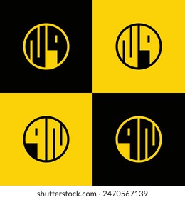 Conjunto simple del logotipo del círculo de las letras de NQ y QN, conveniente para los negocios con iniciales de QN y NQ