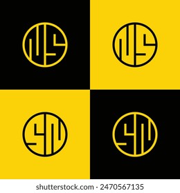 Simple NS and SN Letters Circle Logo Set, suitable for business with SN and NS initials