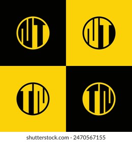 Simple NT and TN Letters Circle Logo Set, suitable for business with TN and NT initials