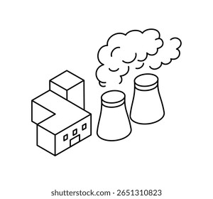 Vetor de ilustração isométrica de central nuclear simples