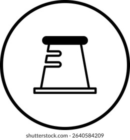Simple nuclear power plant symbol isolated inside circle, clean energy concept